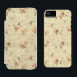 Vintage Roses old distressed fabric pattern Incipio Watson™ iPhone 5 Wallet Case<br><div class="desc">Picture of vintage textile fabric featuring beautiful red roses on faded beige background.</div>