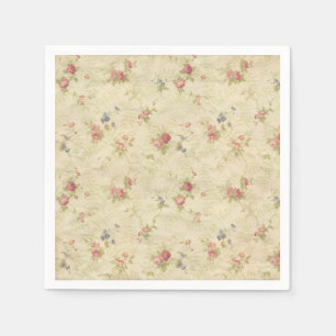 Vintage Roses old distressed fabric pattern Napkin