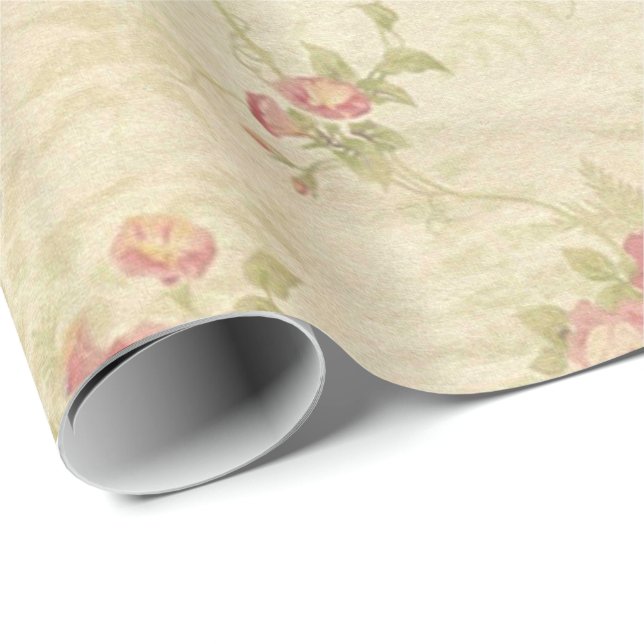 Vintage Roses old distressed fabric pattern Wrapping Paper (Roll Corner)