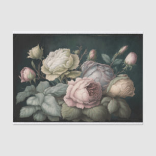 Vintage Roses on a dark background Tissue Paper