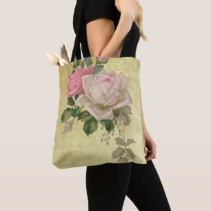 Vintage Roses on Gold Tote Bag