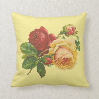 Vintage Roses on Yellow Pillow