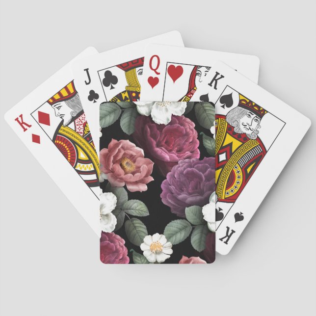 Vintage Roses Ornament Illustration Playing Cards (Back)