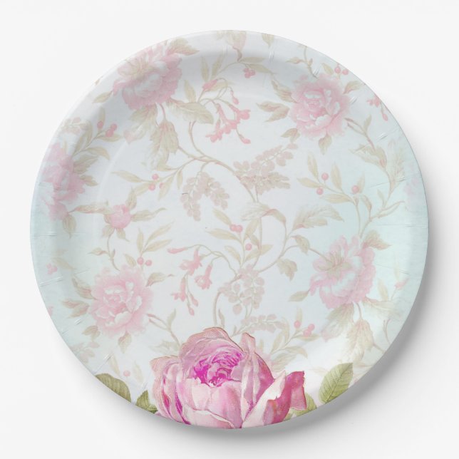 Vintage Roses Paper Plate (Front)