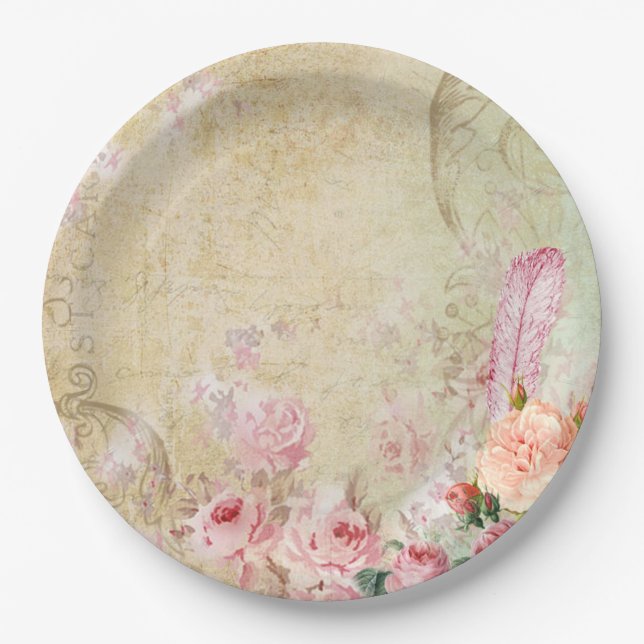 Vintage Roses Paper Plate (Front)
