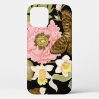 Vintage Roses Peonies: Black Floral Pattern