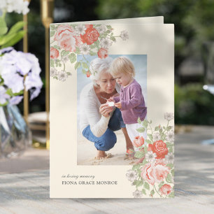 Vintage Roses Photo Memorial Folded Program