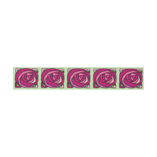 Vintage Roses Pink and Green floral pattern Invitation Belly Band