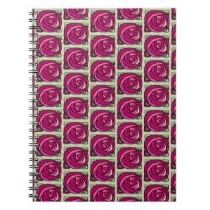 Vintage Roses Pink and Green floral pattern Notebook