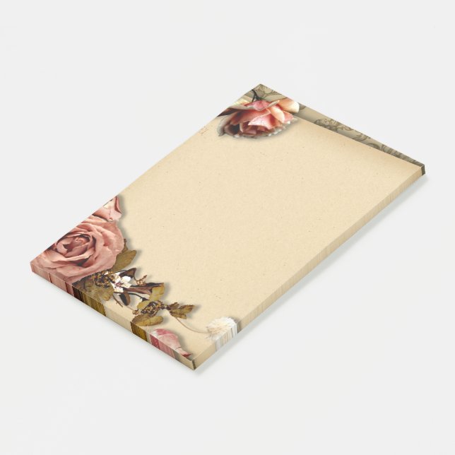 Vintage roses post-it notes (Angled)