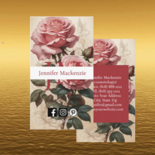 Vintage Roses Pretty Pink Business Card