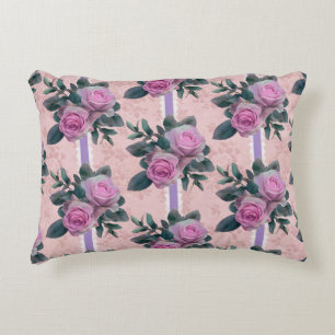 Vintage Roses Ribbons Lace Lavender Decorative Cushion