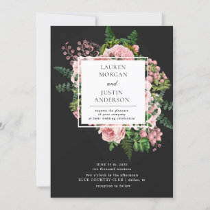 Vintage roses romantic wedding invitation