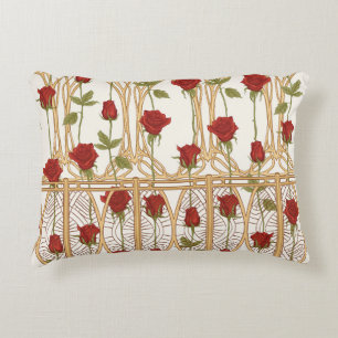 Vintage roses seamless pattern, background in art  decorative cushion