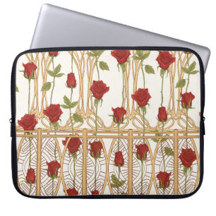 Vintage roses seamless pattern, background in art laptop sleeve