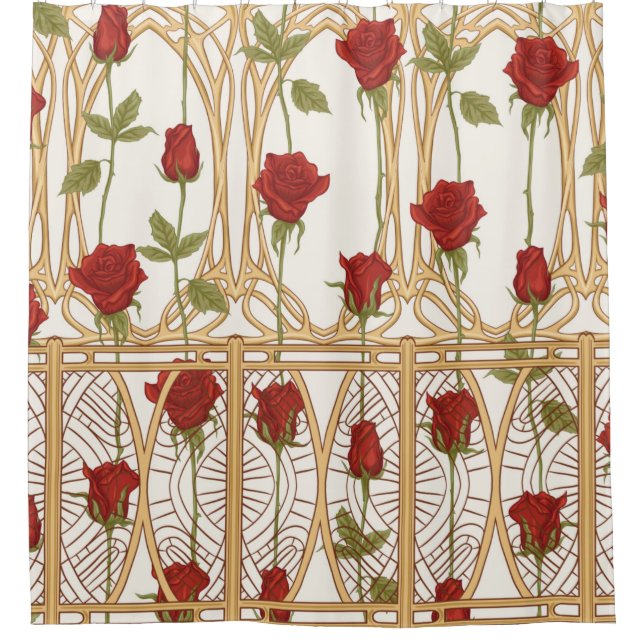 Vintage roses seamless pattern, background in art  shower curtain (Front)