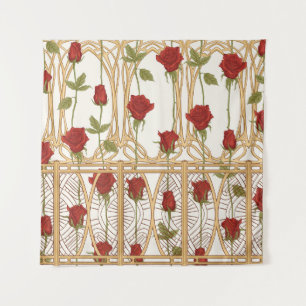Vintage roses seamless pattern, background in art tapestry