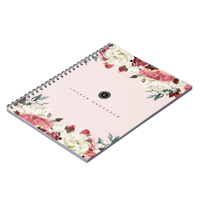 Vintage Roses Spiral Monogram Journal Notebook (Left Side)