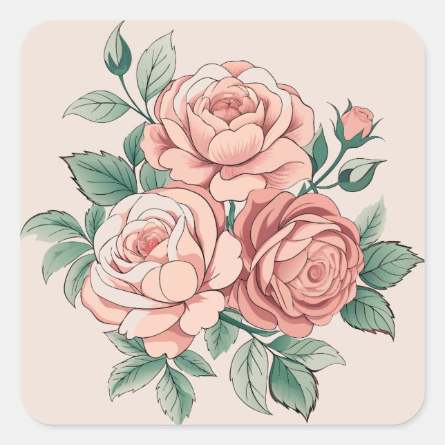 Vintage Roses Square Sticker (Front)