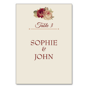 Vintage Roses Table Number