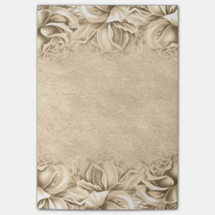 Vintage Roses Taupe Beige Neutral Ecru Post-it Notes
