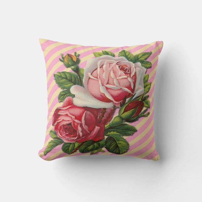 Vintage Roses Throw Pillow (Front)