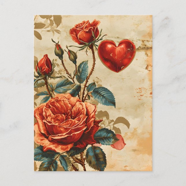 Vintage Roses Valentine's day Postcard (Front)