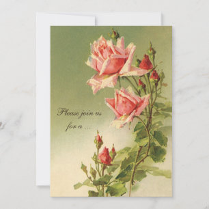 Vintage Roses, Victorian Bridal Shower Party Invitation