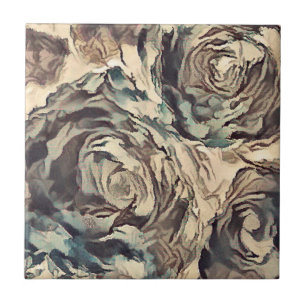 Vintage roses , vintage ceramic tile
