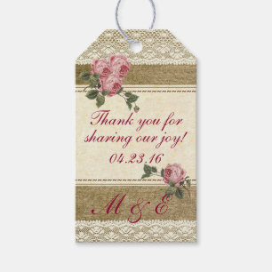 Vintage Roses Wedding Guest Favour Gift Tags