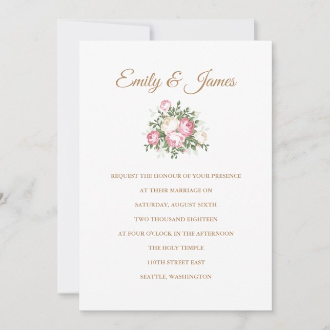 Vintage Roses Wedding Invitation (Front)