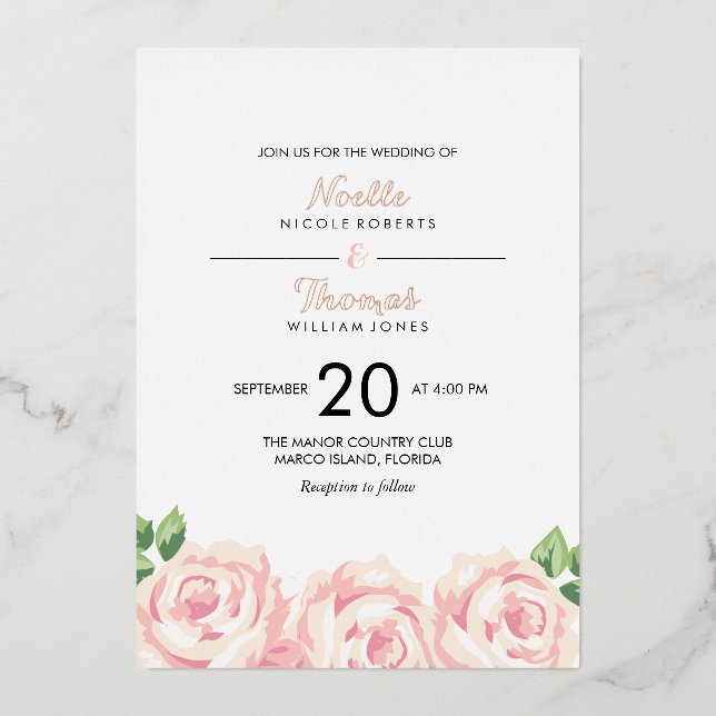 Vintage Roses Wedding Invitation (Front)