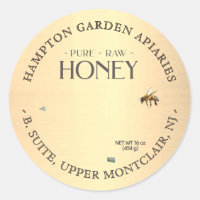 Vintage Roses with bee Honey Label Gold Gradient