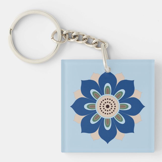 vintage rosette pattern design magnets key ring (Front)