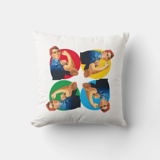 Vintage ROSIE RIVETER Print  Cushion (Front)