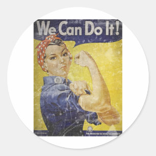 Vintage Rosie The Riveter Classic Round Sticker