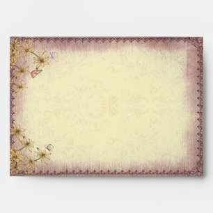 Vintage Rosy Brown Floral Wedding Envelope