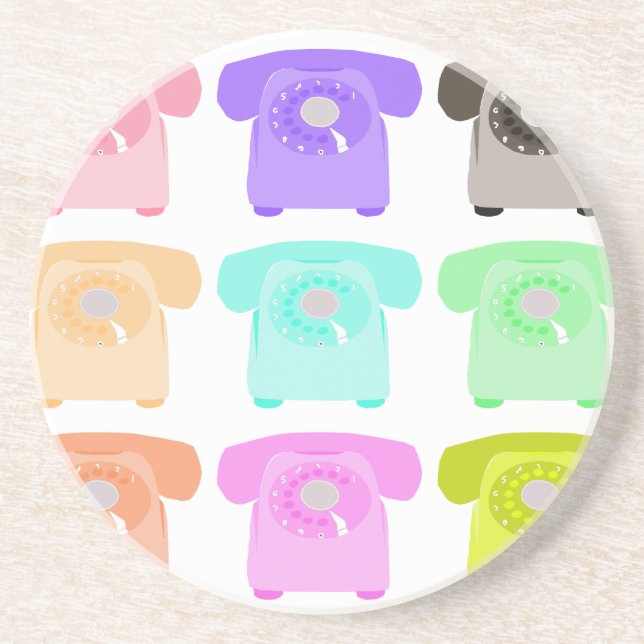 vintage rotary dial telephone coaster (Front)