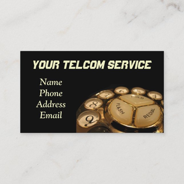 Vintage Rotary Dial Telephone Set Business Card (Front)