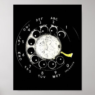 Vintage Rotary Phone Dial Pattern Telephone Poster