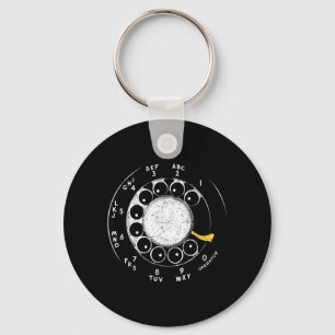 Vintage Rotary Phone Dial Retro Opvior Graphic Key Ring