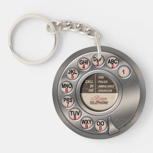Vintage Rotary Phone Key Ring (Front)