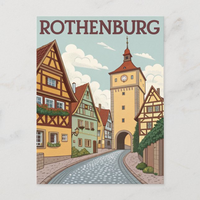 Vintage Rothenburg ob der Tauber City Postcard (Front)