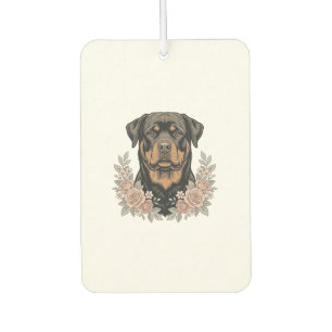 Vintage Rottweiler Floral Portrait Shirt Design_1 Car Air Freshener