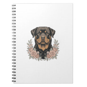 Vintage Rottweiler Floral Portrait Shirt Design_1 Notebook