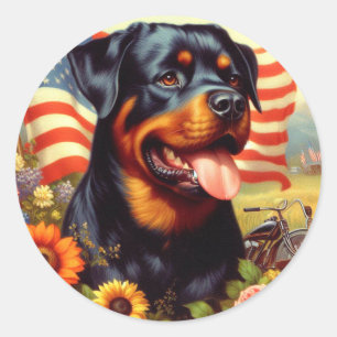 Vintage Rottweiler Painting Classic Round Sticker