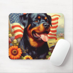 Vintage Rottweiler Painting Mouse Pad