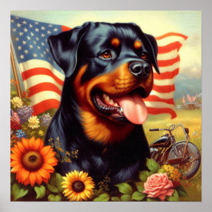 Vintage Rottweiler Painting Poster