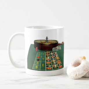 Vintage Roulette Table Casino Game, Gambling Chips Coffee Mug