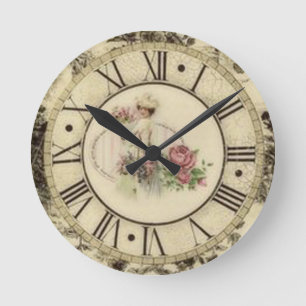 Vintage Round (Large) Wall Clock/Roses Clock